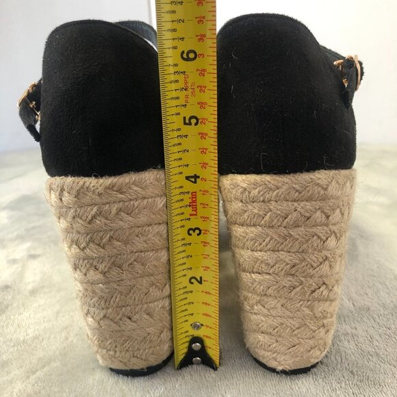 NWOT Black Suede Platform Wedge Espadrilles Size 36 (5.5 US) - Picture 9 of 16